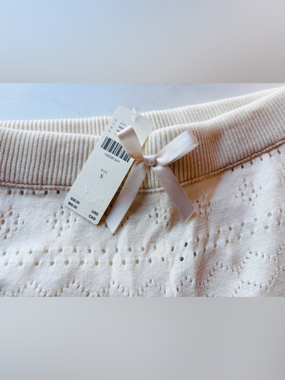 NWT Anthropologie LyreBird Pointelle Ruffle Knit Shorts Ivory Size S - Picture 8 of 9